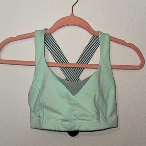 Lululemon Mint Green Sports Bra with Striped Straps size 6